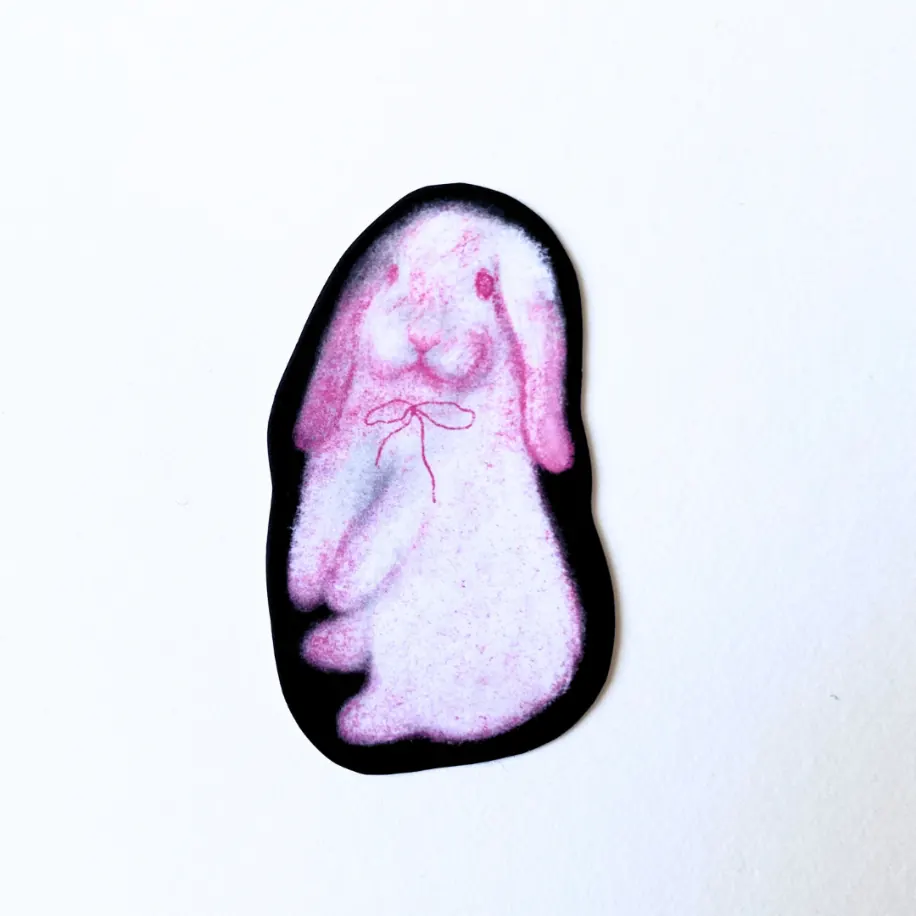 Eylül'ün Pembe Tavşan adlı sanat çıkartması, sticker, 2026